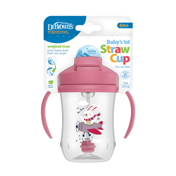Vaso Entrenador con popote 9 oz rosa. - Imagen 2