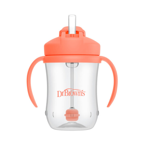 Vaso Entrenador con popote 9 oz coral.