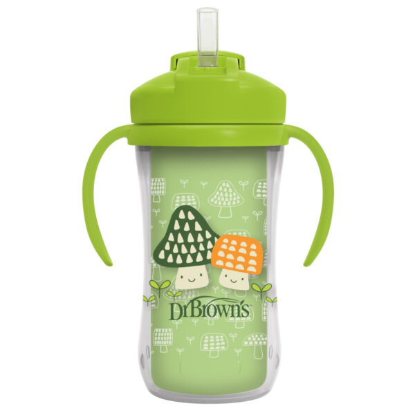 Vaso Entrenador 10 oz Térmico con popote verde.