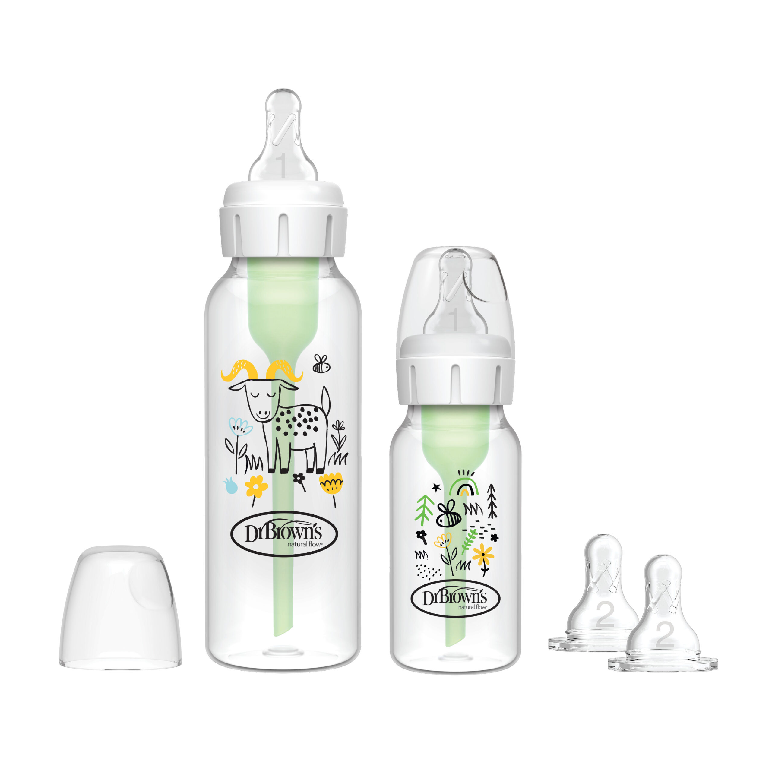 Biberón Estándar 8 oz / 4 oz -2 pack Transparente Cabra y abejas